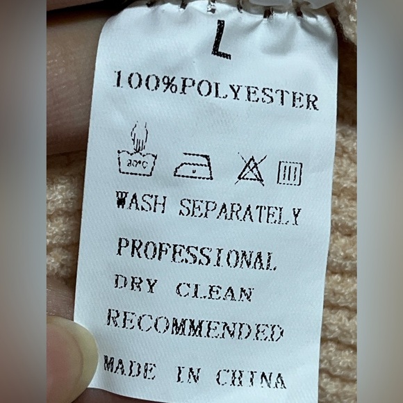 Beige Ribbed Knit Sleeveless Mock Neck Top with Built-In Bra - Size L - Picture 7 of 9